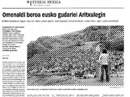 Página del diario <i>Gara</i> sobre el acto del Gudari Eguna.