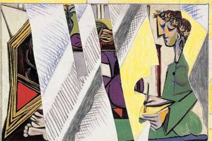 <i>Collage</i> de Roy Lichtenstein para <i>Reflejos sobre &#39;Interior con chica dibujando&#39;,</i> hacia 1990.