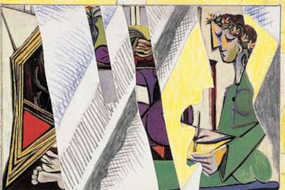 <i>Collage</i> de Roy Lichtenstein para <i>Reflejos sobre &#39;Interior con chica dibujando&#39;,</i> hacia 1990.