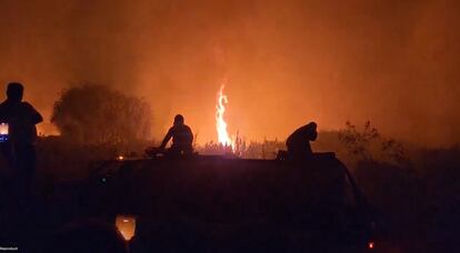 Captura de video que muestra el incendio en el vaso regulador 'El Cristo' en Naucalpan, Estado de México.
