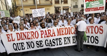 Manifestación de farmacéuticos, la semana pasada en Valencia.