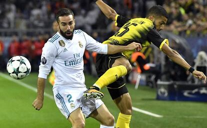 Carvajal, durante un partido de la fase de grupos de la Champions.