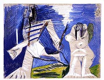 Cuadro de Picasso titulado <b></b><i>Dos desnudos de pie, </i><b>que incluye la exposición.</b>