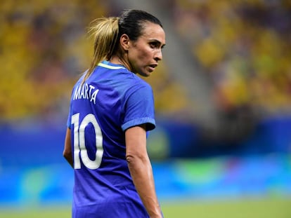 Marta no jogo do Brasil contra a África do Sul em 9 de agosto.