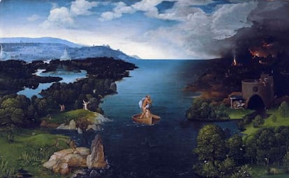 'El paso de la laguna Estigia', realizado por Joachim Patinir hacia 1520.