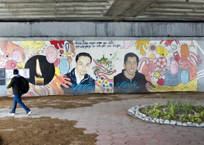 Un mural en honor a Jorge Mercado y Javier Arredondo, en Monterrey, Nuevo León