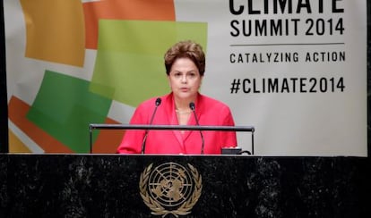 A presidenta Dilma na c&uacute;pula da ONU.