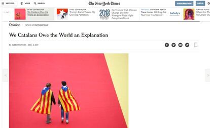 Artículo de Rivera en la edición digital de 'The New York Times'.