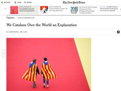 Art&iacute;culo de Rivera en la edici&oacute;n digital de &#039;The New York Times&#039;.