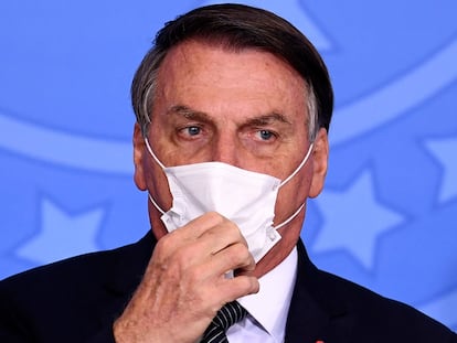 El presidente brasileño, Jair Bolsonaro, en una conferencia de prensa en el Palacio Planalto, en Brasilia, el 26 de mayo de 2021.