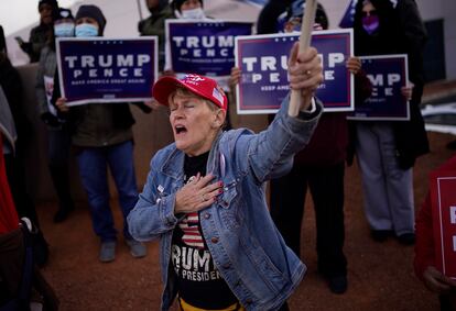 Apoiadora de Donald Trump em um protesto contra os resultados das eleições, no mês passado, em Las Vegas.