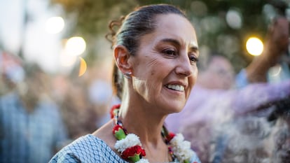 Claudia Sheinbaum participa en un ritual con indígenas nahuatl en Tlaxcala el 11 de mayo del 2024. 