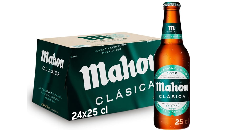 ‘Pack’ ahorro de 24 botellas de Mahou Clásica.
