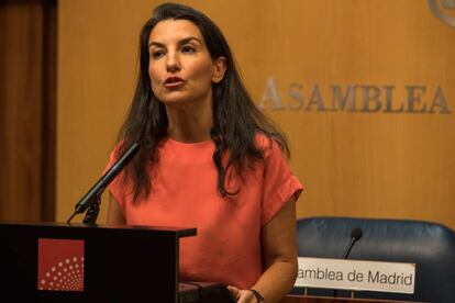 Monasterio, tras la reunión con el presidente de la Asamblea de Madrid el 9 de julio, dentro de la ronda de contactos con los grupos parlamentarios para proponer un candidato a presidir la Comunidad.