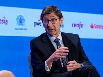 José Ignacio Goirigolzarri, presidente de CaixaBank, este martes en Madrid durante su intervención en el foro del 45 aniversario de CincoDías.