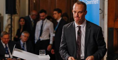 Dominic Raab, ministro británico para el Brexit, ayer.