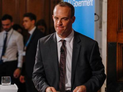 Dominic Raab, ministro británico para el Brexit, ayer.