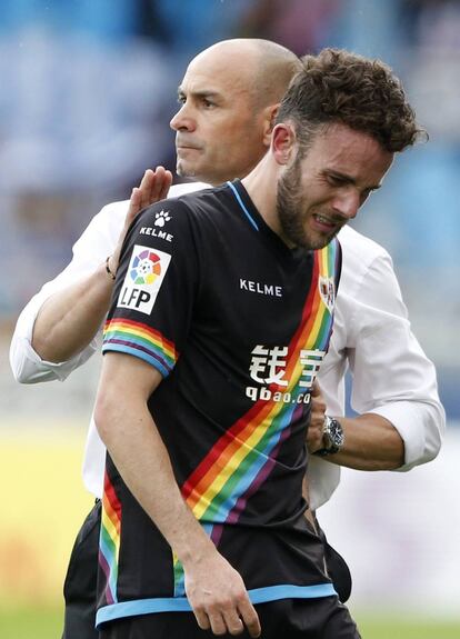 Paco Jémez y Quini Marín en la pasada jornada.