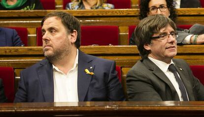Junqueras i Puigdemont, al Parlament, a l'octubre.