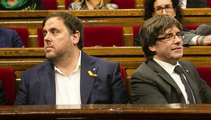 Junqueras i Puigdemont, al Parlament, a l&#039;octubre.