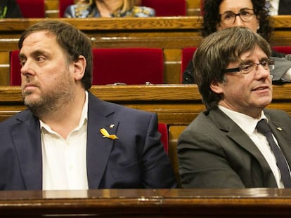 Junqueras i Puigdemont, al Parlament, a l&#039;octubre.