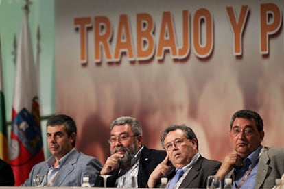 Alberto Pérez, Cándido Méndez, Antonio Retamino y Toni Ferrer, en la apertura del Congreso.