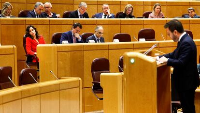 Pere Aragonès, durante su intervención en el Senado, este lunes.