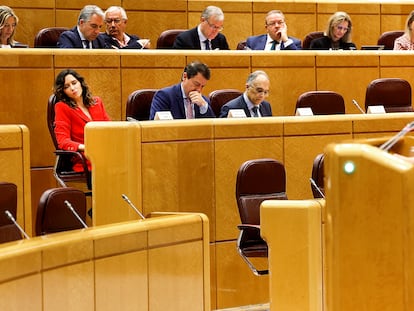 Pere Aragonès, durante su intervención en el Senado, este lunes.