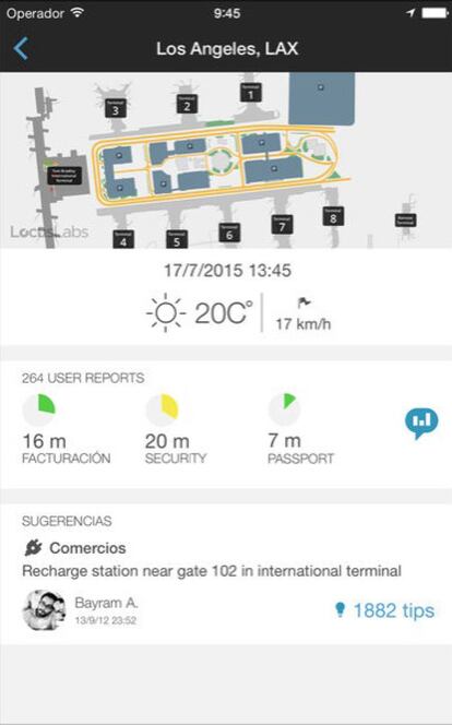 Las carreras a toda velocidad por la terminal pueden evitarse con App in the Air, una aplicación que desglosa en cuatro (check-in, embarque, despegue y aterrizaje) las etapas de un vuelo y estima cuánto tardaremos en cada una. De esta manera sabremos con cuánta antelación llegar al aeropuerto o cuánto tendremos que esperar hasta salir de la terminal de llegada. Con ella se puede también consultar el estado de los vuelos (incluso sin conexión) y leer consejos y experiencias de otros viajeros, como por ejemplo en qué zonas del avión hay más espacio para las piernas. Disponible gratis en iOS y Android.