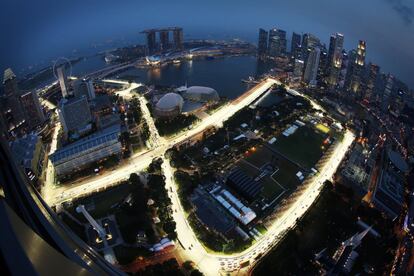 Imagen panorámica del circuito urbano de Singapur.