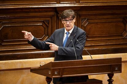 El president de la Generalitat, Salvador Illa, en un momento del debate de política general.