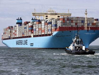 El buque Mc-Kinney Moller, el mayor del mundo de transporte de mercancías, propiedad de Maersk.