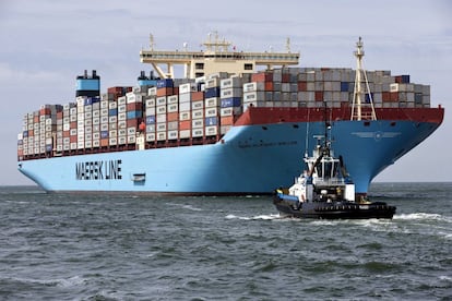 El buque Mc-Kinney Moller, el mayor del mundo de transporte de mercancías, propiedad de Maersk.