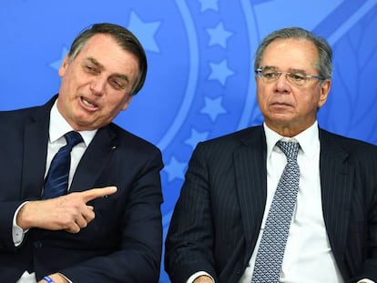 Presidente Jair Bolsonaro e ministro da Economia, Paulo Guedes.