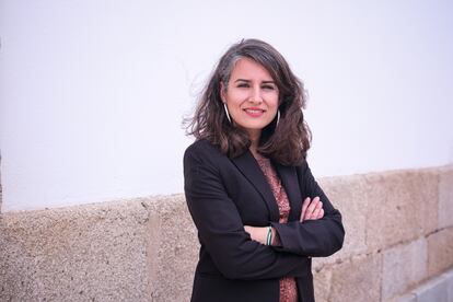 La portavoz de Unidas por Extremadura, Irene de Miguel, este martes en la Asamblea de Mérida.