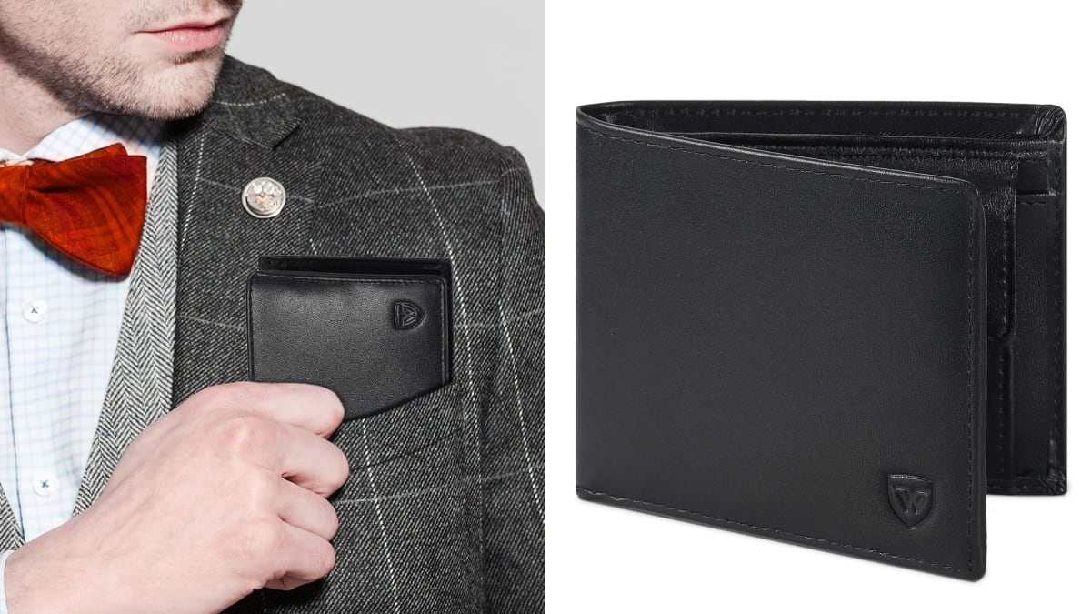 Cartera de hombre elegante con bloqueo de seguridad RFID.