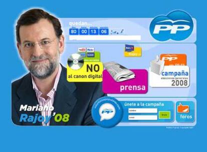 Entrada a la página personal del candidato Rajoy en www.pp.es
