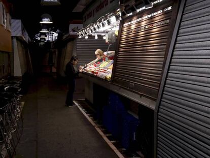 El mercado de la Boqueria, durante la huelga del 3 de octubre de 2017.