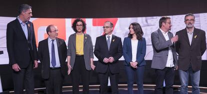Els set candidats instants abans de comen&ccedil;ar el debat a TV3.
