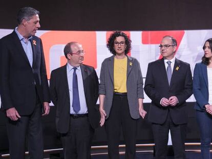 Els set candidats instants abans de comen&ccedil;ar el debat a TV3.