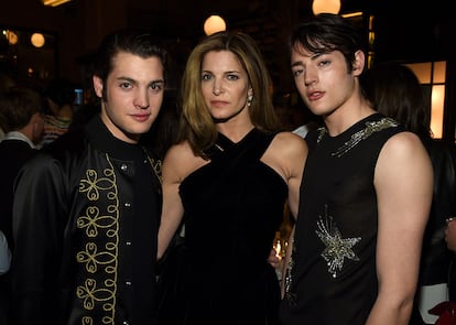 Peter Brant, Stephanie Seymour y Harry Brant en el Festival de Tribeca en 2015.