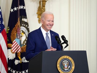 President Joe Biden speaks at White House in Washington