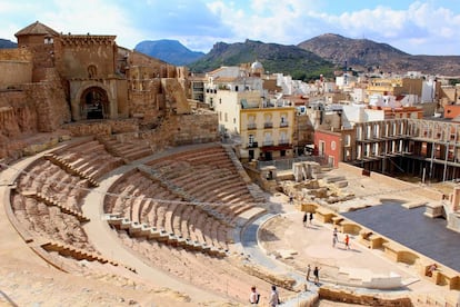Las gradas del teatro romano de Cartagena, en el centro de la ciudad.