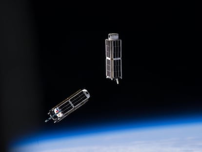 Los CubeSats del satélite japonés 'NanoRacks' el 13 de febrero de 2014.