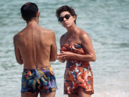 La princesa Margarita, en una playa de Mustique en 1976.