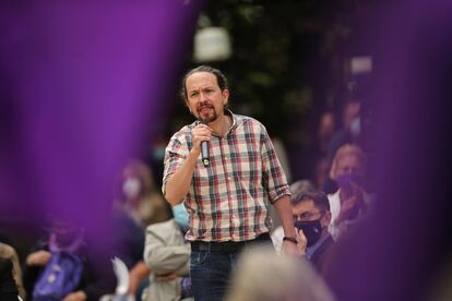 Pablo Iglesias, en un acto de la campaña para las elecciones del 4 de mayo a la Asamblea de Madrid en la que es candidatos por Unidas Podemos.