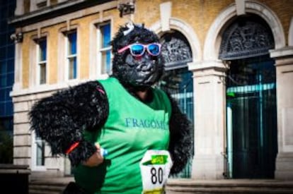 Un participante en la Great Gorilla Run, la carrera más loca de Londres.