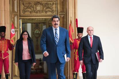 Nicolás Maduro en Miraflores este lunes. 