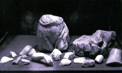 Fragments recovered after the piece was destroyed.