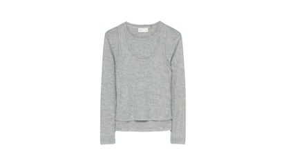 Camiseta sobrepuesta de managa larga en color gris de Lefties para un look groutfit.